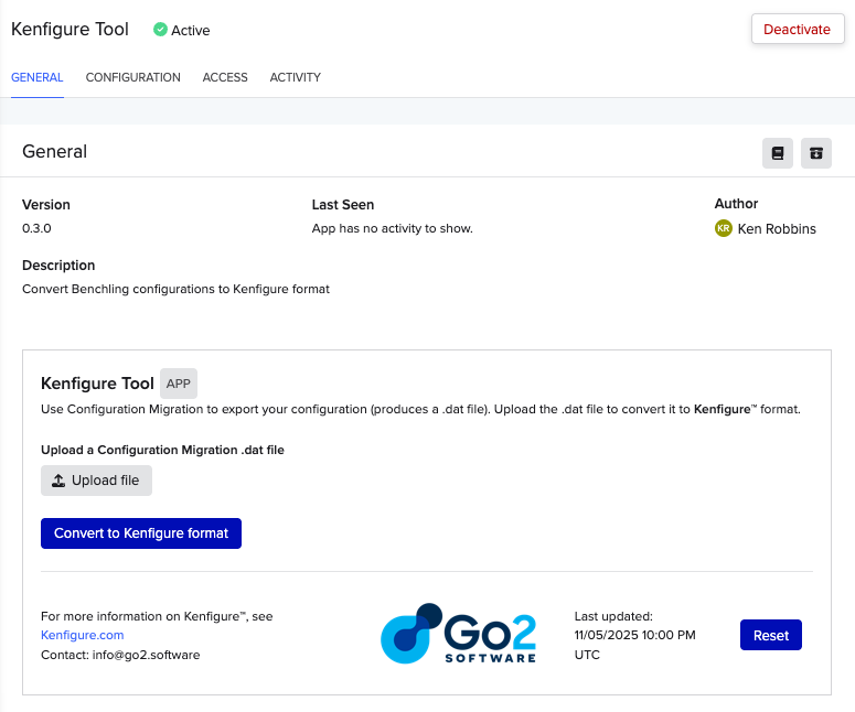 Activated app ready for use